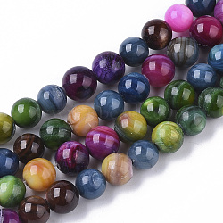 Freshwater Shell Beads Strands, Dyed, Round, Mixed Color, 6.5~7.5mm, Hole: 1mm, about 50pcs/Strand, 13.31 inch~13.58 inch(X-SHEL-T013-003)