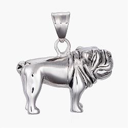 304 Stainless Steel Puppy Pendants, Sharpei Dog Charms, Antique Silver, 24x32x12mm, Hole: 5x8mm(STAS-K123-18AS)