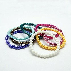 Stretchy Glass Pearl Bracelets, with Elastic Cord, Mixed Color, 8x55mm(BJEW-D068-8mm-M)