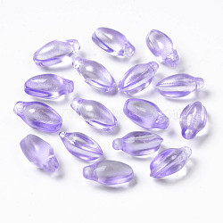 Transparent Spray Painted Glass Pendants, with Glitter Powder, Bud, Lilac, 15x8.5x7.5mm, Hole: 1.2mm(GLAA-S190-016A-02)