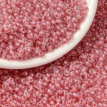 MIYUKI Round Rocailles Beads, Japanese Seed Beads, 8/0, (RR1109) Inside Dyed Rose Pink, 3mm, Hole: 1.1mm, about 422~455pcs/10g