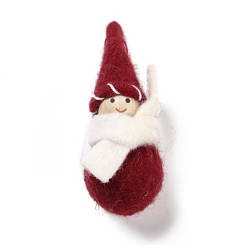 Christmas Theme Wool Felt Display Decorations, Snowman with Scarf, Dark Red, 33x33x98mm