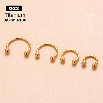 G23 Titanium Hoop Nose Rings, C-Shaped, Golden, 12mm, Pin: 1.2mm, Head: 3mm