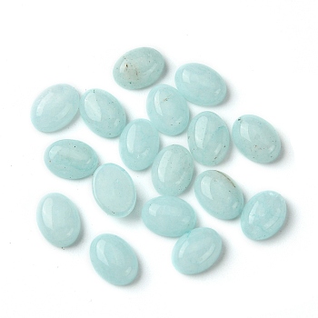 Natural White Jade Cabochons, Oval, Dyed, Pale Turquoise, 8~8.5x6~6.5x2.5~3.5mm