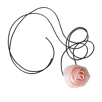 Cloth Choker Necklaces, Rose Flower, Light Salmon, 5.51 inch(14cm)