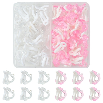 40Pcs 2 Colors Plastic Clip-on Earring Findings, Mixed Color, 14x9x13mm, 20pcs/color