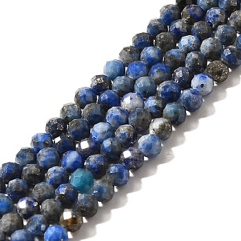 Natural Lapis Lazuli Beads Strands, Faceted, Round, 3mm, Hole: 0.6mm, about 122~124pcs/strand, 15.35''(39~39.5cm)