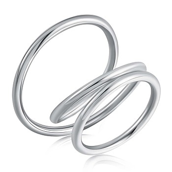 Rhodium Plated 925 Sterling Silver Interlock Triple Loops Chunky Ring, Wire Wrap Jewelry for Women, Platinum, US Size 6 1/2(16.9mm)