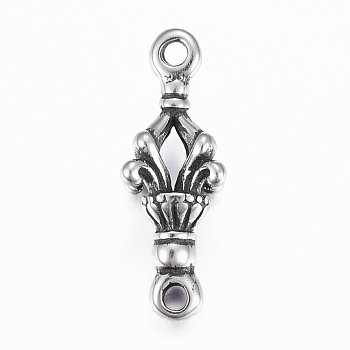 316 Surgical Stainless Steel Links connectors, Flower, Antique Silver, 21x9.5x7mm, Hole: 1.5mm