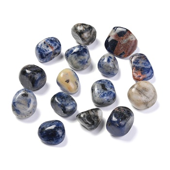 Natural Sodalite Beads, No Hole, Nuggets, Tumbled Stone, Healing Stones for 7 Chakras Balancing, Crystal Therapy, Meditation, Reiki, Vase Filler Gems, 14~26x13~21x12~18mm, about 150pcs/1000g