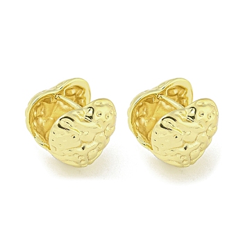Brass Hoop Earrings, Golden, Heart, 16x15.5x14.5mm