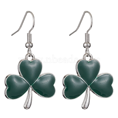 3 Pair 3 Style Saint Patrick's Day Alloy Enamel Dangle Earrings with Brass Pins for Women(EJEW-JE05347)-3