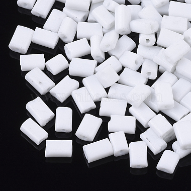 4mm White Rectangle Glass Beads