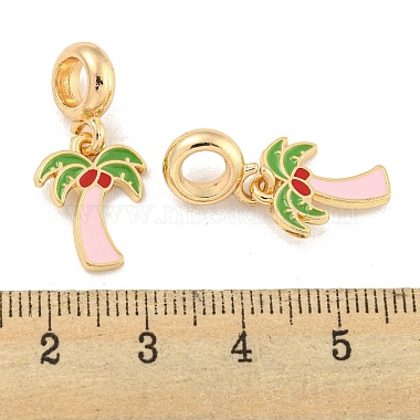 Rack Plating Alloy Enamel Coconut Tree European Dangle Charms(FIND-B034-51G-02)-3