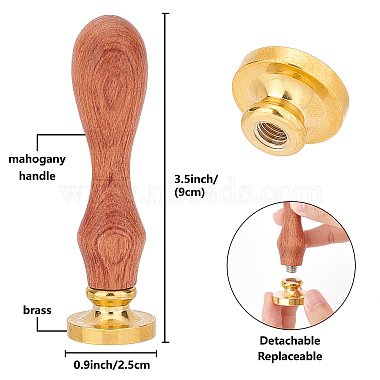 Sello de cera de latón con mango de palisandro(AJEW-WH0412-0299)-2