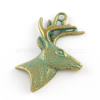 Antique Bronze Green Deer Alloy Big Pendants