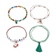 4Pcs 4 Style Word Christmas Plastic & Glass Beaded Stretch Bracelets Set(BJEW-JB09392)-4