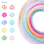 10Strands 10 Colors Transparent Painted Glass Beads Strands, Faceted, Rondelle, Mixed Color, 4.5x3.6mm, Hole: 0.8mm, 1strand/color(DGLA-YW0001-39C)