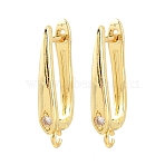 Brass Micro Pave Cubic Zirconia Hoop Earring Findings, with Loop, Long-Lasting Plated, Rack Plating, Lead Free & Cadmium Free, Golden, 22x3.5x12mm, Hole: 2mm, Pin: 1mm(CU-CBAB5B4-03G)