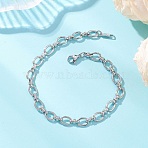 304 Stainless Steel Oval Link Chains Bracelets for Women, with Lobster Claw Clasps, Stainless Steel Color, 9.06 inch(23cm)(BJEW-JB13208)