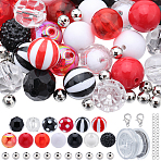 DIY Round Acrylic & Resin Beaded Bracelets Jewelry Set, Mixed Color, 20~53x19~53mm, Hole: 3mm(DIY-SC0026-40)