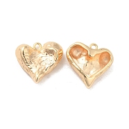 Brass Pendants, Textured, Heart Charm, Real 18K Gold Plated, 18x19x6mm, Hole: 1.6mm(KK-G468-01G)