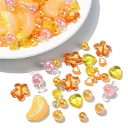 120Pcs 12 Styles Mixed Styles Acrylic Beads, Mixed Shapes, Orange, 4~18.5x4~22x4~12mm, Hole: 1.2~3mm, 10pcs/style(MACR-YW0003-05B)