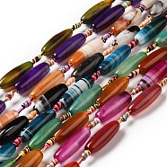 Natural Agate Beads Strands, Dyed & Heated, Rice, Mixed Color, 29.5~34x9.5~13.5mm, Hole: 2.5mm, about 10pcs/strand, 16''(41cm)(G-K334-01)