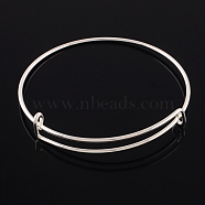 Adjustable Iron Expandable Bangle Making, Silver Color Plated, 2-1/2 inch(65mm)(X-BJEW-R038-S)