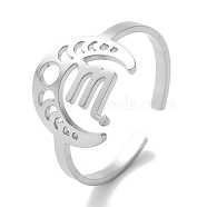 304 Stainless Steel Constellation Rings for Women, Scorpio, 18mm, Inner Diameter: 18mm(RJEW-U024-01P-09)