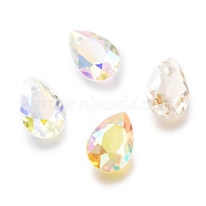 Glass Rhinestone Pendants, Faceted, Teardrop, Mixed Color, 9x6x4mm, Hole: 1mm(RGLA-A024-H02-M1)