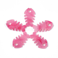 Cellulose Acetate(Resin) Pendants, Fishbone, Deep Pink, 24.5x13.5x2.5mm, Hole: 3.5mm(KY-S158-28A)