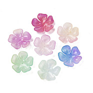 Opaque Acrylic Caps, Flower, Mixed Color, 36x37x8mm, Hole: 2.6mm(MACR-K358-34A)