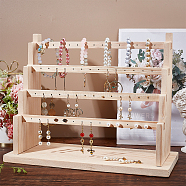 4-Tier Wood Earring Display Organizer Holder, Earring Risers, Blanched Almond, Finished Product: 15x34x27cm, about 11pcs/set(EDIS-WH0031-05A)