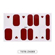 Fruit Floral Leopard Print Full Wrap Nail Polish Stickers, Self-Adhesive Glitter Powder Nail Decal Strips, with Free Manicure Buffer Files, Dark Red, 25x8.5~15mm, 14pcs/sheet(MRMJ-T078-ZA069)