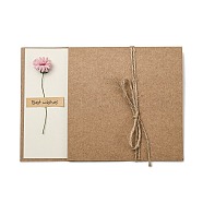 Dried Daisy Paper Thank You Greeting Cards, with Kraft Paper Envelopes, Rectangle, Pink, 170x120x1mm(AJEW-K043-01C)