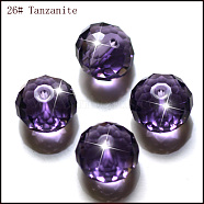 K9 Glass, Imitation Austrian Crystal Beads, Grade AAA, Faceted, Rondelle, Blue Violet, 6x4mm, Hole: 0.7~0.9mm(SWAR-F068-4x6mm-26)