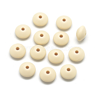 Food Grade Eco-Friendly Silicone Beads, Chewing Beads For Teethers, DIY Nursing Necklaces Making, Rondelle, Wheat, 12x6~7mm, Hole: 2mm(SIL-R009-11)