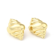 Rack Plating Brass Stud Earrings, Shell Shape, Long-Lasting Plated, Real 18K Gold Plated, 27x20mm(EJEW-Q786-01G)