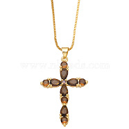 Colorful Zircon Cross Necklace Hip Hop Fashion Diamond Sweater Chain NKB266(ST1342234)