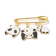 Panda Charm Enamel Brooch Pin, Alloy Safety Pin for Scarves Sweater, Golden, Colorful, 43x50mm, Pin: 1.5mm(JEWB-BR00063-01)