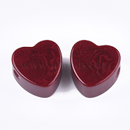 Resin Beads, Imitation Gemstone, Heart, Brown, 17x17.5x10mm, Hole: 3mm(RESI-S377-11D)