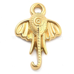 Ion Plating(IP) 304 Stainless Steel Pendants, Elephant, Real 14K Gold Plated, 24.5x16x4.5mm, Hole: 2.5mm(STAS-P379-07B-G)