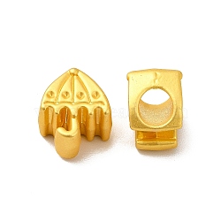 Rack Plating Alloy European Beads, Large Hole Beads, Umbrella, Matte Gold Color, 11x10x7.5mm, Hole: 4.5mm(PALLOY-K255-05MG)