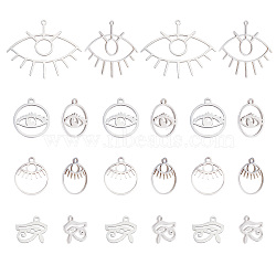 Unicraftale 16Pcs 4 Style 201 Stainless Steel Laser Cut Pendants, Mixed Shapes, Stainless Steel Color, 4pcs/style(STAS-UN0028-97)