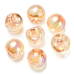 UV Plating Rainbow Iridescent Acrylic Beads, Round, Top Drilled, Sandy Brown, 16x16x16mm, Hole: 3mm(X-OACR-G012-04B)