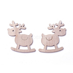 Undyed Wood Pendants, Christmas Reindeer/Stag, BurlyWood, 64x62x2.5mm, Hole: 2~3mm(WOOD-I004-20)