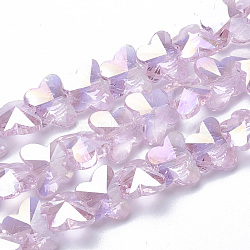 Electroplate Glass Beads, AB Color Plated, Faceted, Butterfly, Pearl Pink, 12x14.5x7.5mm, Hole: 1mm(EGLA-Q091-14mm-B17)