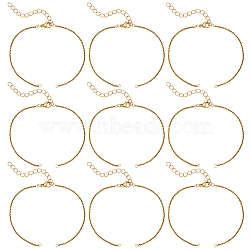 10Pcs 304 Stainless Steel Box Chains/Venice Chains Bracelets Making, with Lobster Claw Clasps and Cable Chain Extension Chain, Golden, 7-1/4 inch(18.5cm)(AJEW-BBC0002-10)