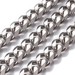 304 Stainless Steel Cuban Link Chains, Faceted, Unwelded, Stainless Steel Color, 11~12x9~9.5x3.5mm(CHS-P007-04P-01)